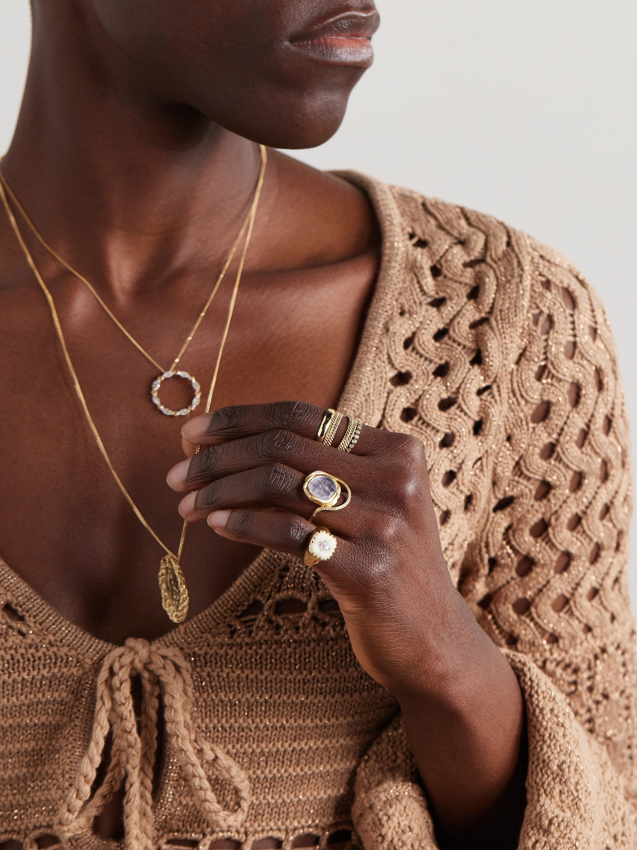 Pascale Monvoisin Gaia 9-karat Gold, Moonstone And Diamond Ring In Gold