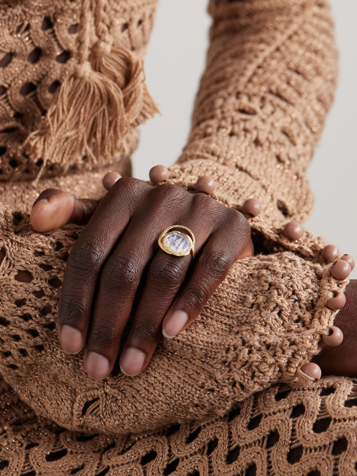 Pascale Monvoisin Gaia 9-karat Gold, Moonstone And Diamond Ring In Gold
