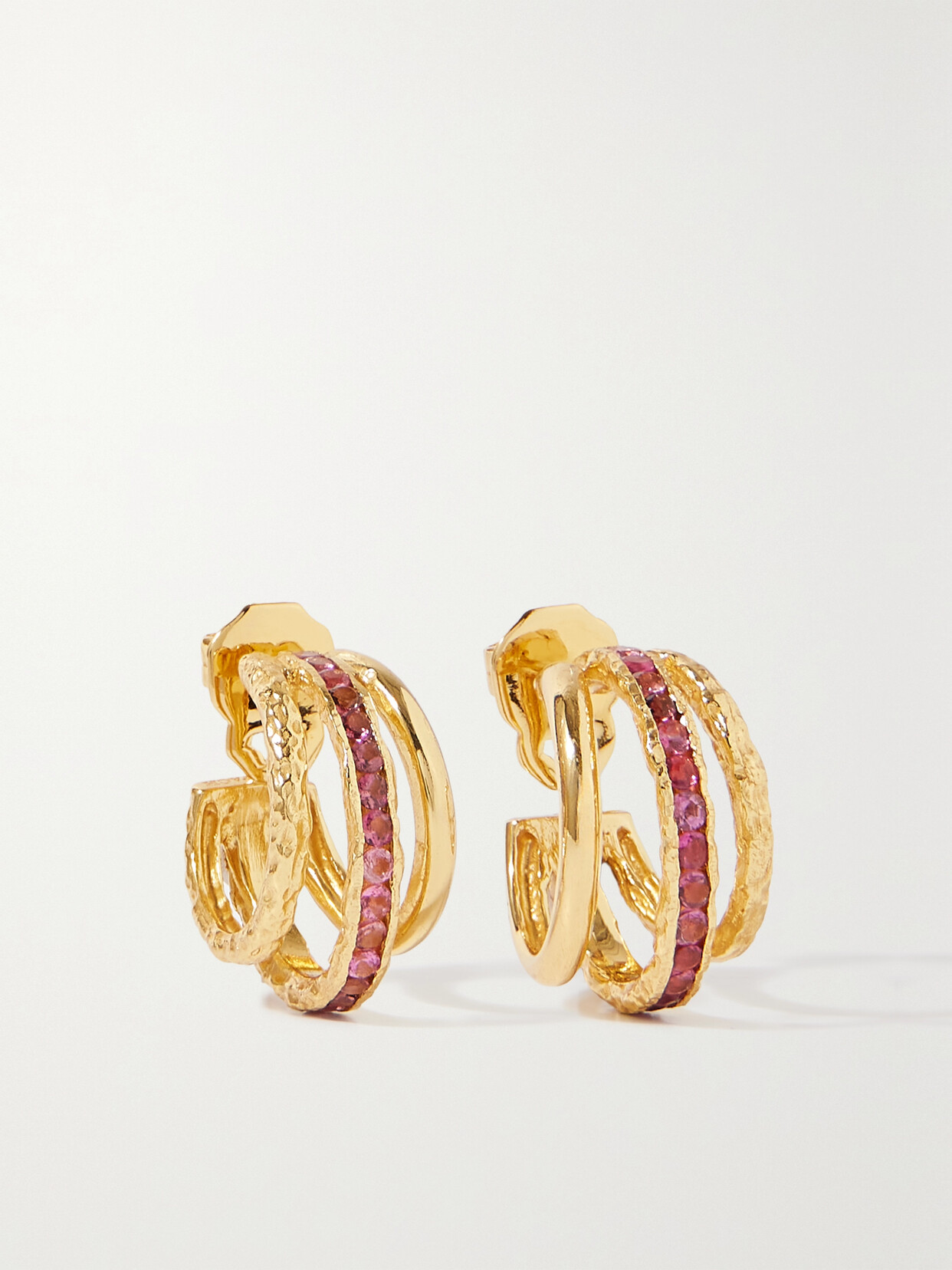 Pacharee - Gold-plated Tourmaline Hoop Earrings - Pink