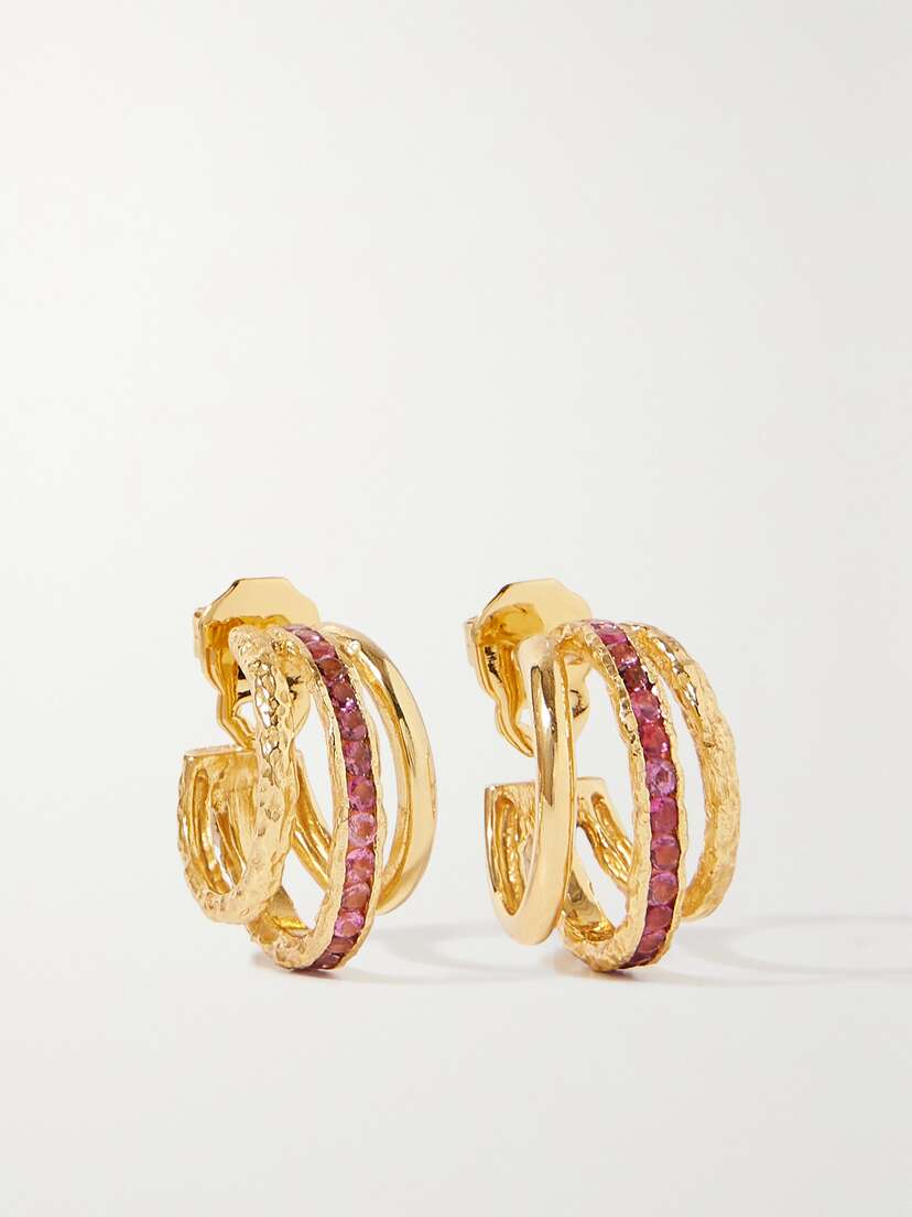 Pacharee Gold-plated Tourmaline Hoop Earrings
