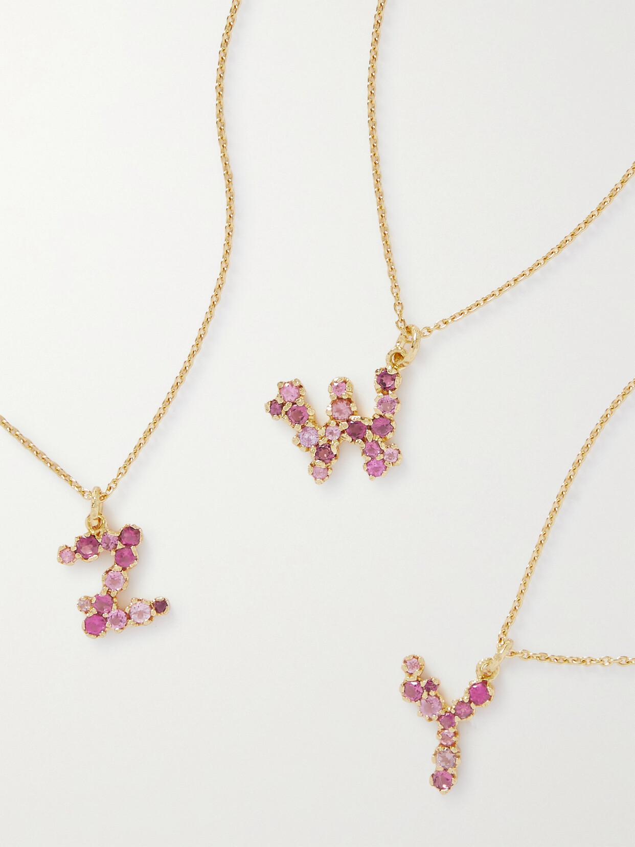 Pacharee Floret Alphabet Gold-plated Emerald Necklace In Pink