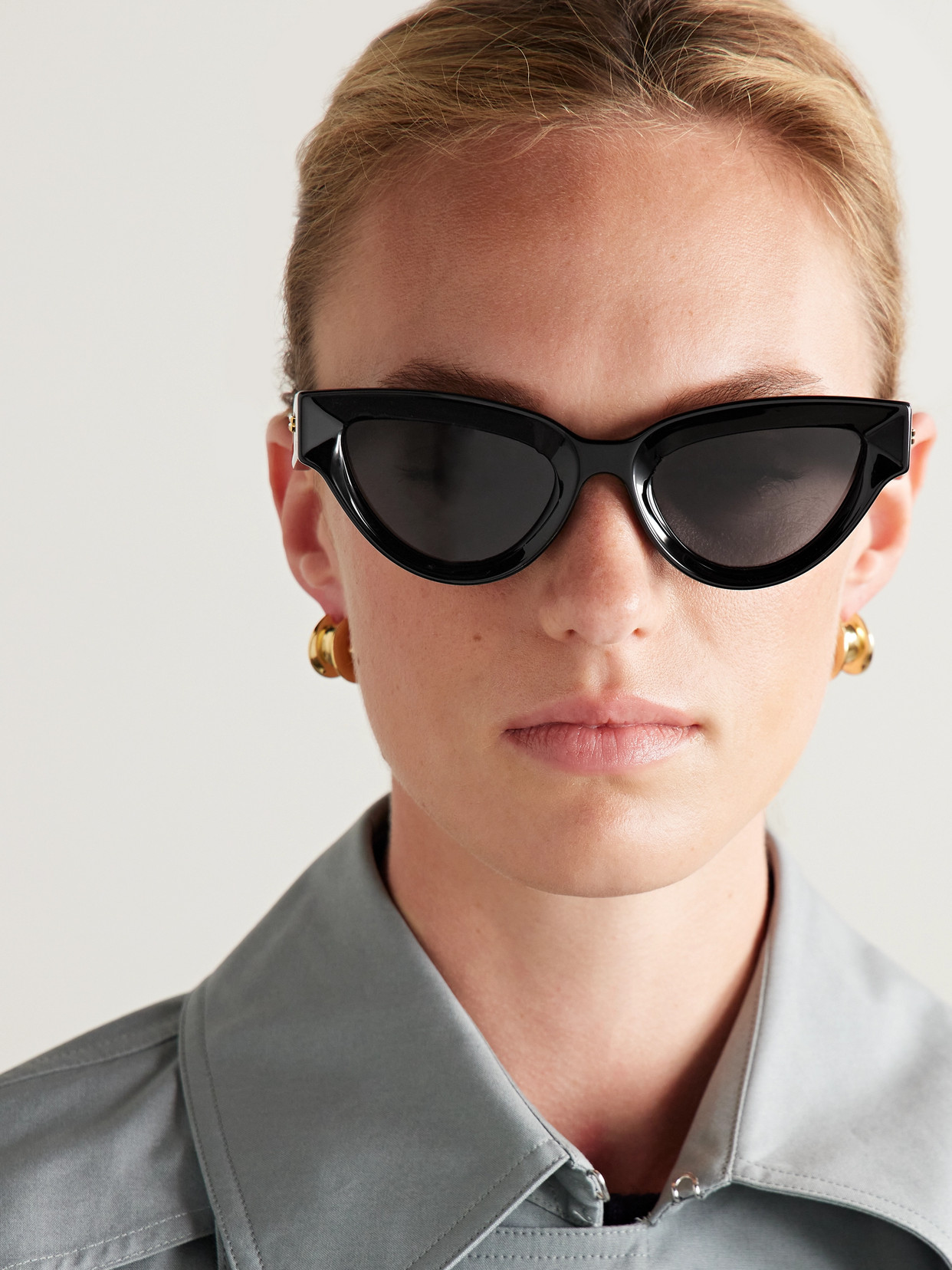 Bottega Veneta Injection Cat-eye Acetate Sunglasses In Black