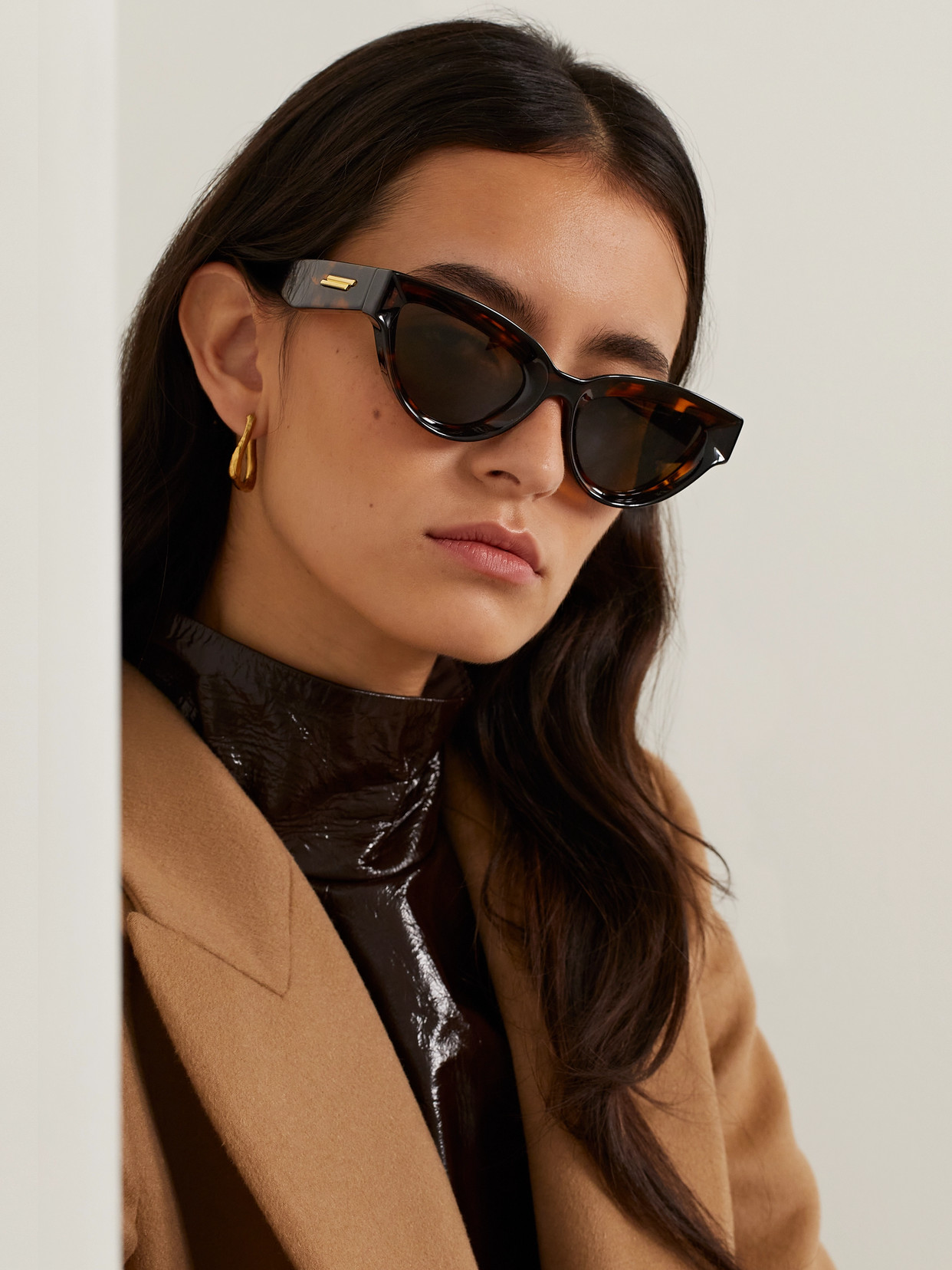 Shop Bottega Veneta Injection Cat-eye Tortoiseshell Acetate Sunglasses