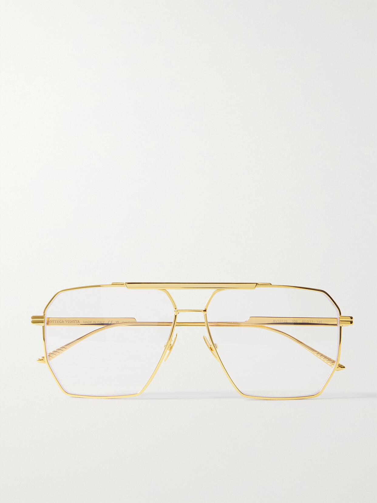 BOTTEGA VENETA OVERSIZED AVIATOR-STYLE GOLD-TONE OPTICAL GLASSES