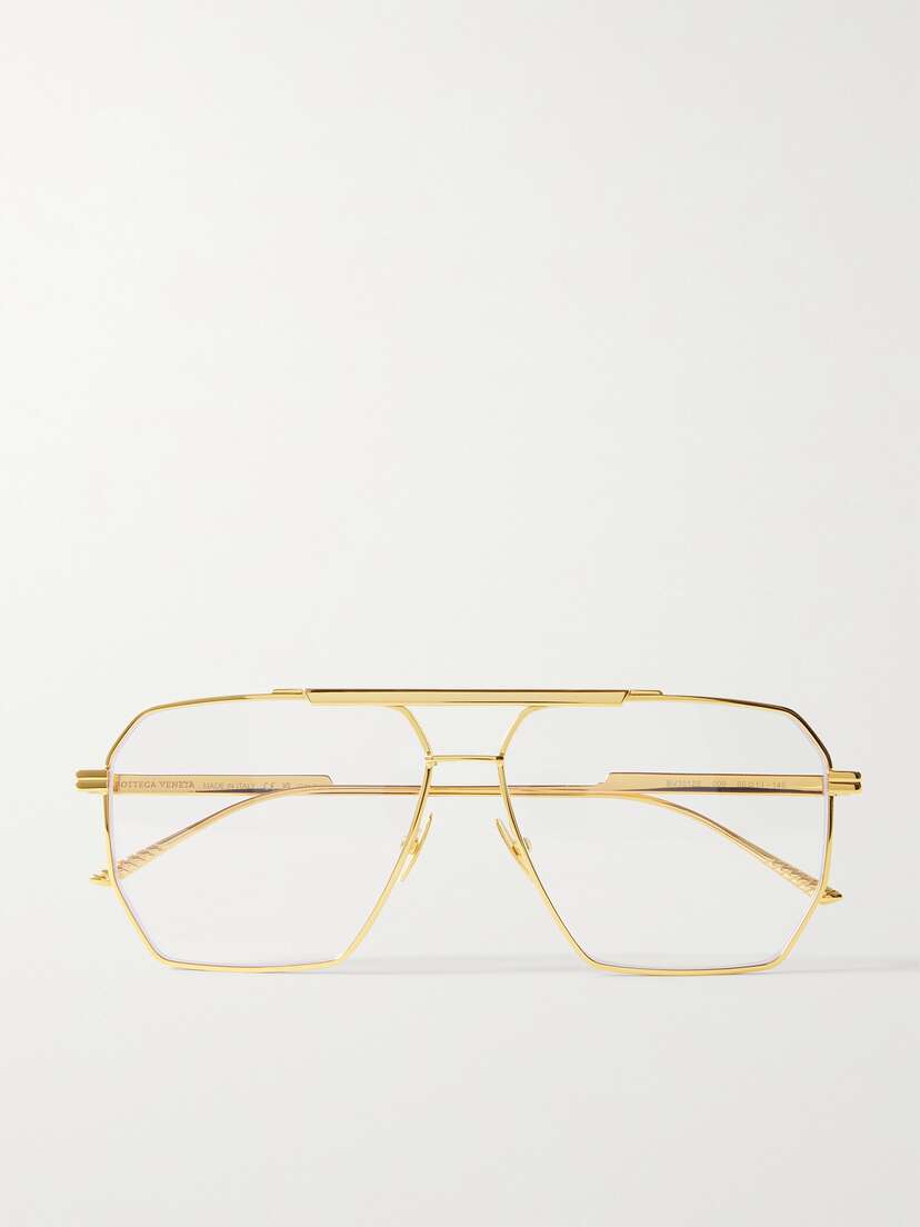 Bottega Veneta Eyewear Oversized Aviator-style Gold-tone Optical Glasses