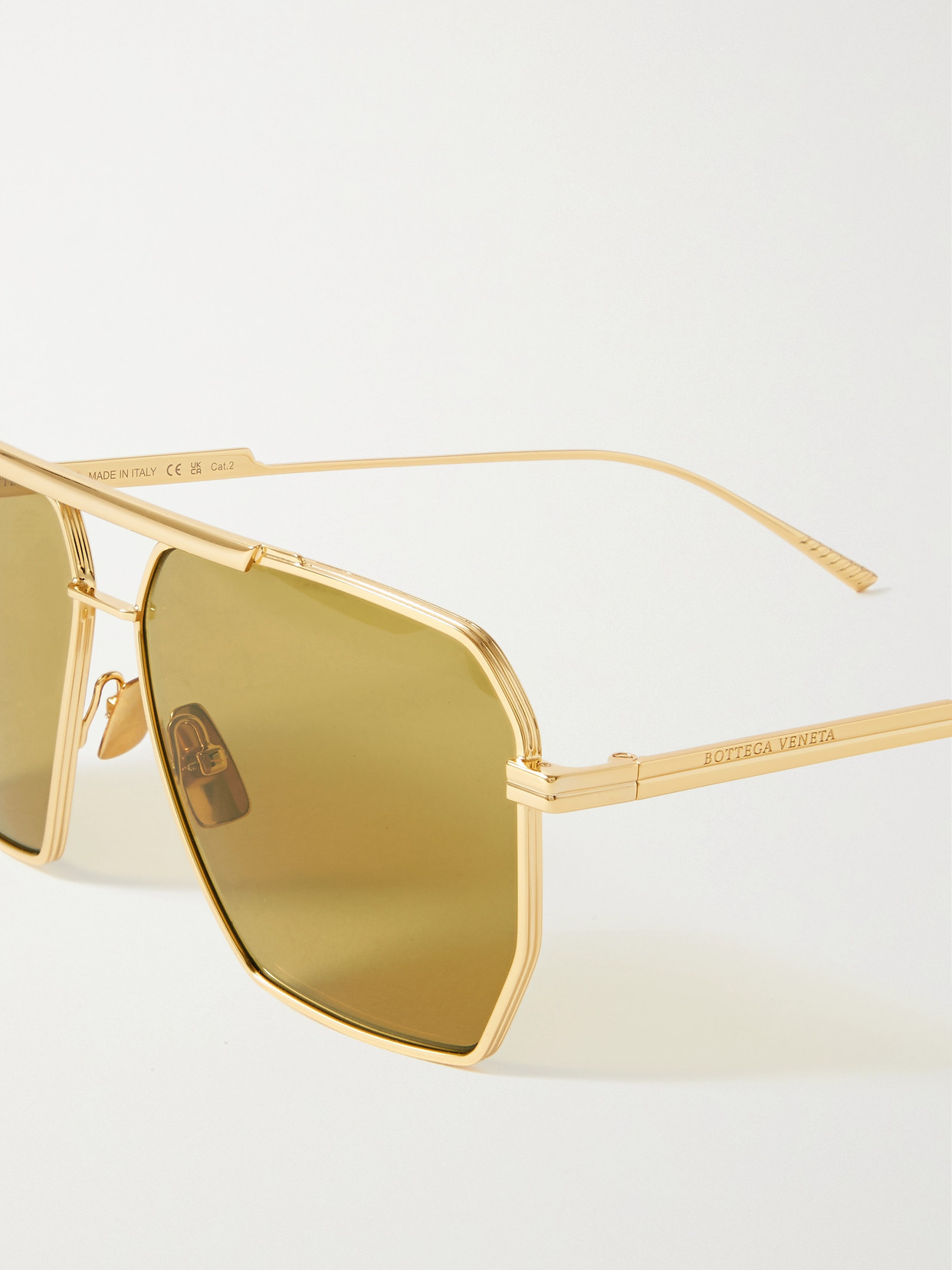 Shop Bottega Veneta Aviator-style Gold-tone Sunglasses