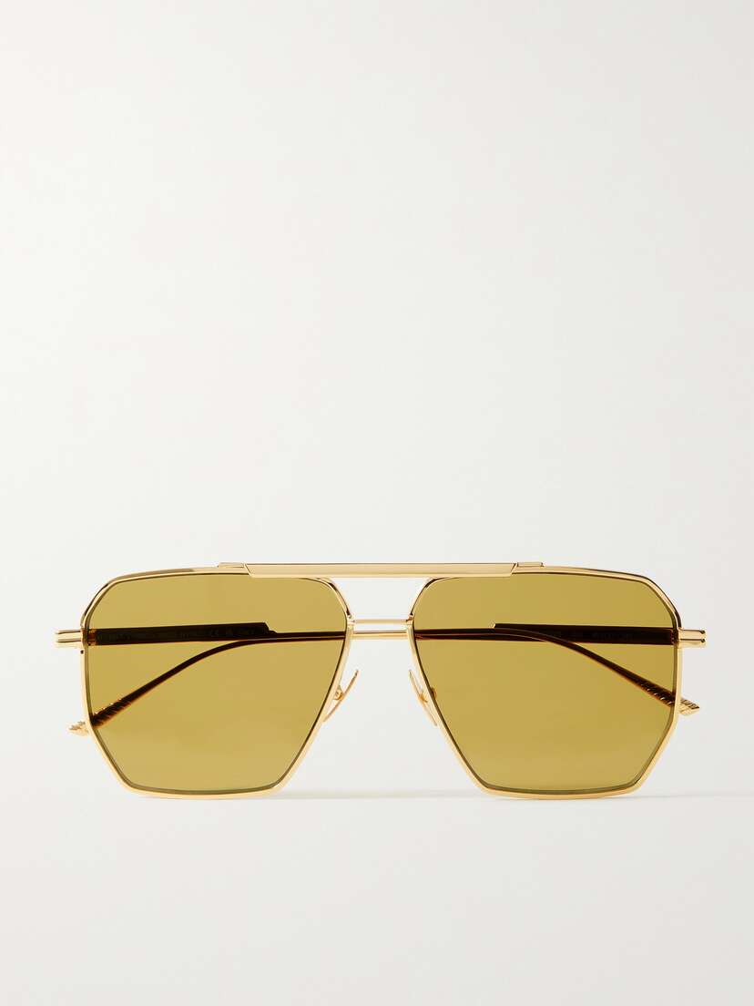 Bottega Veneta Eyewear Aviator-style Gold-tone Sunglasses