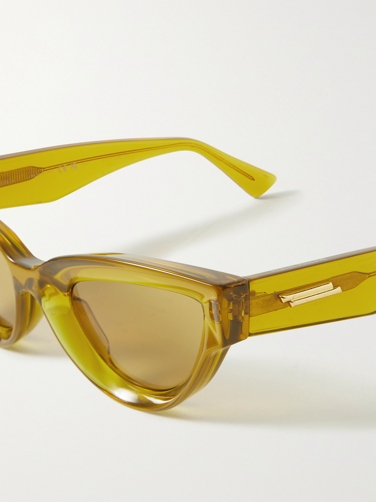 Shop Bottega Veneta Injection Cat-eye Acetate Sunglasses In Yellow