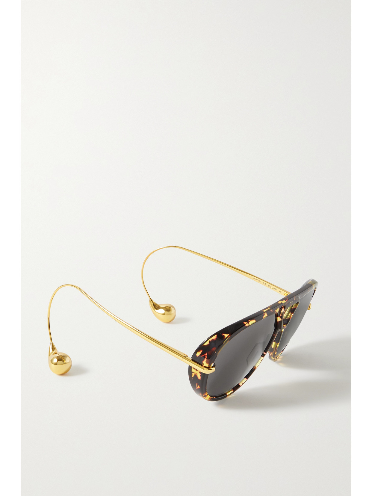 Bottega Veneta Embellished Aviator-style Tortoiseshell Recycled-acetate And Gold-tone Sunglasses In Black