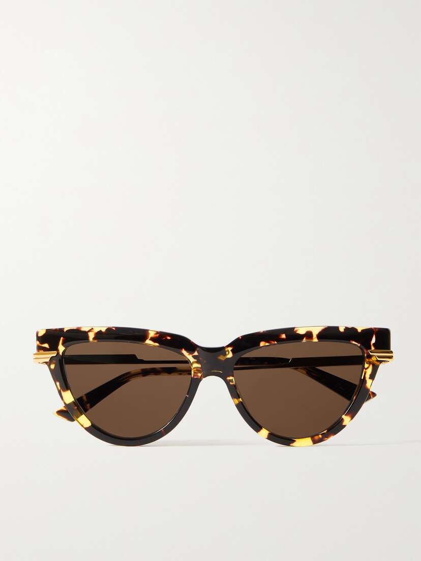 Bottega Veneta Eyewear Cat-eye Tortoiseshell Recycled-acetate And Gold-tone Sunglasses