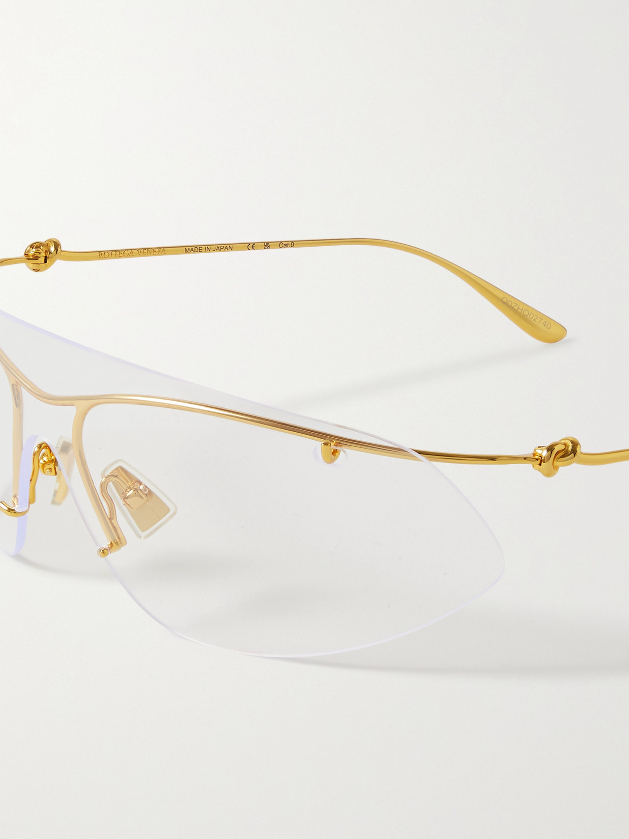 BOTTEGA VENETA RIMLESS D-FRAME GOLD-TONE OPTICAL GLASSES