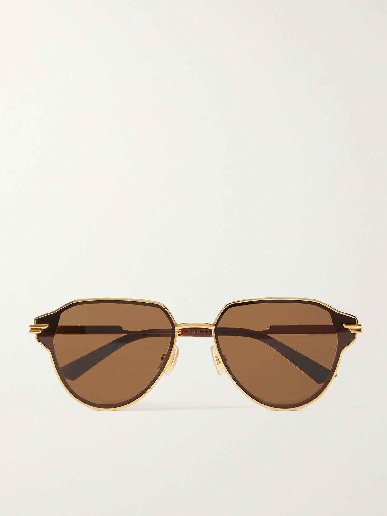 Bottega Veneta Navigator Frame Sunglasses In Gold