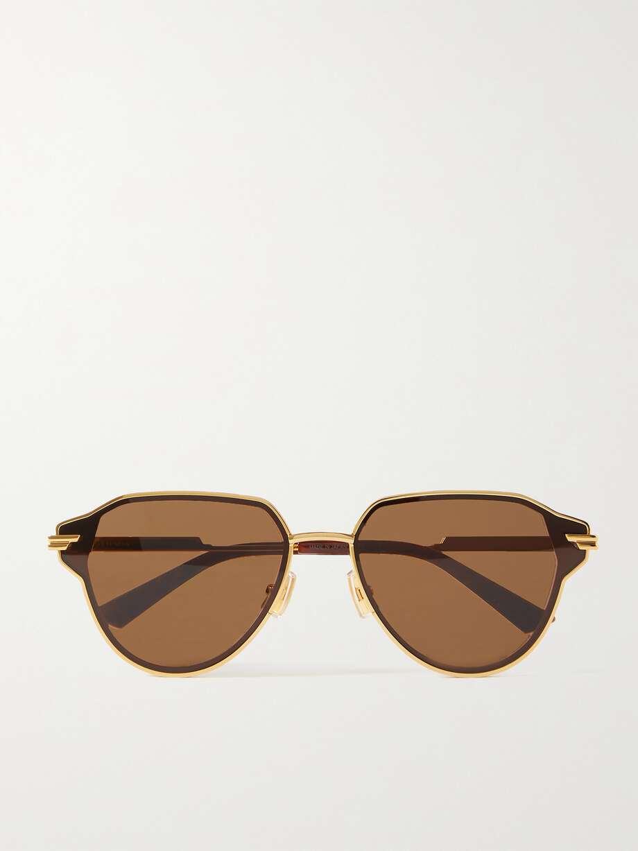 BOTTEGA VENETA EYEWEAR Glaze 金色金属圆框太阳镜 | NET-A-PORTER