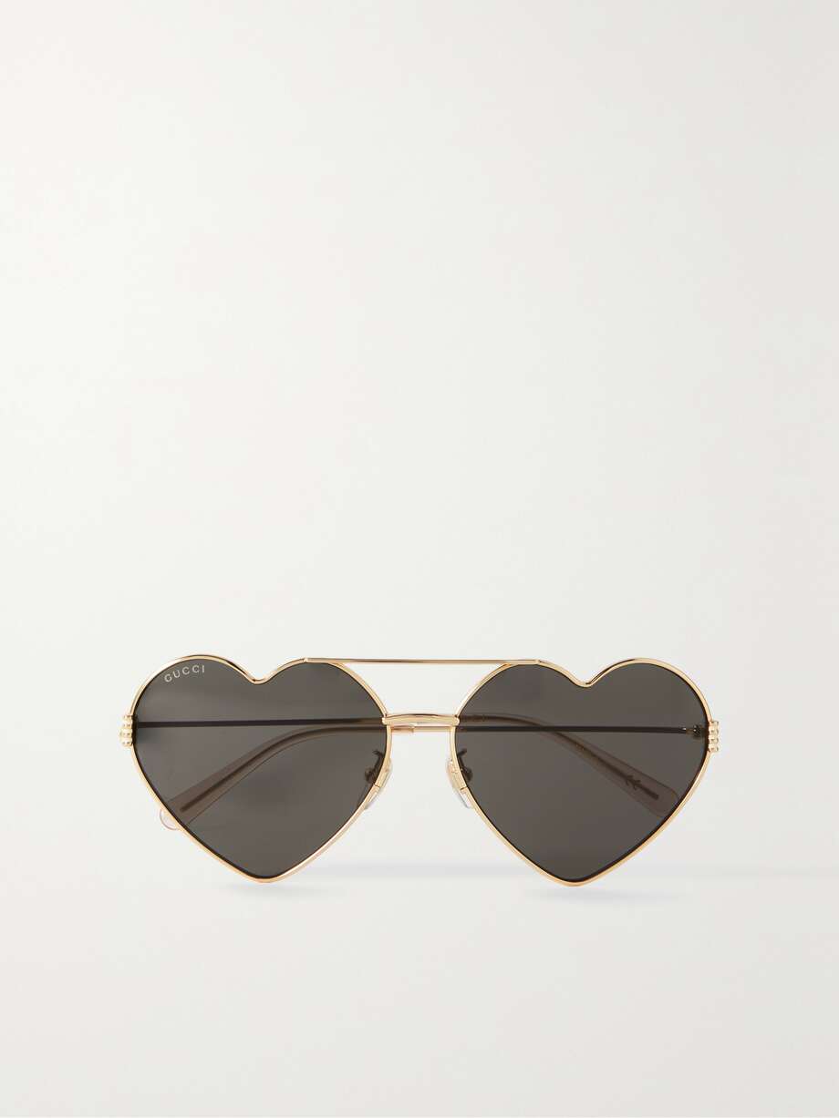 GUCCI EYEWEAR 金色金属心形太阳镜 | NET-A-PORTER