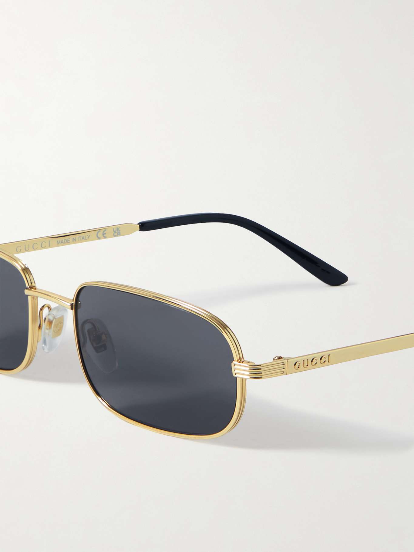 GUCCI EYEWEAR Rectangular-frame gold-tone sunglasses | NET-A-PORTER