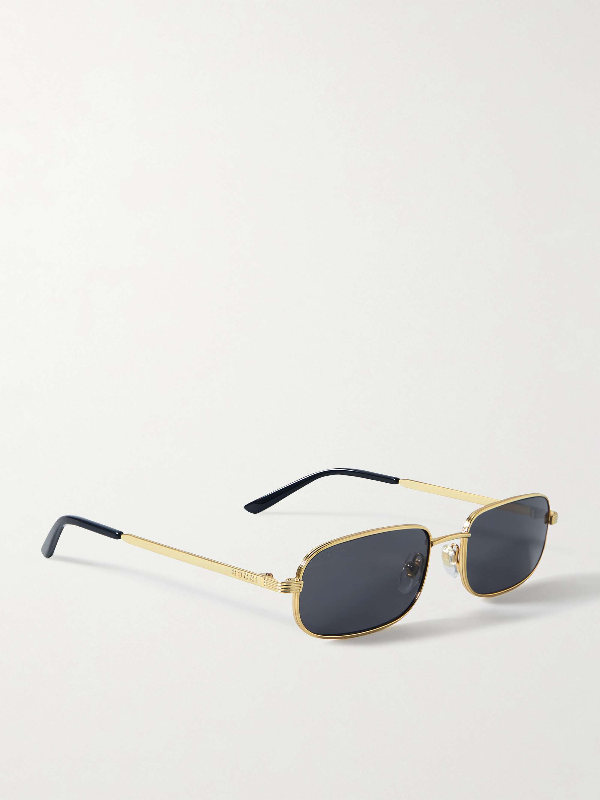 GUCCI EYEWEAR Rectangular-frame gold-tone sunglasses | NET-A