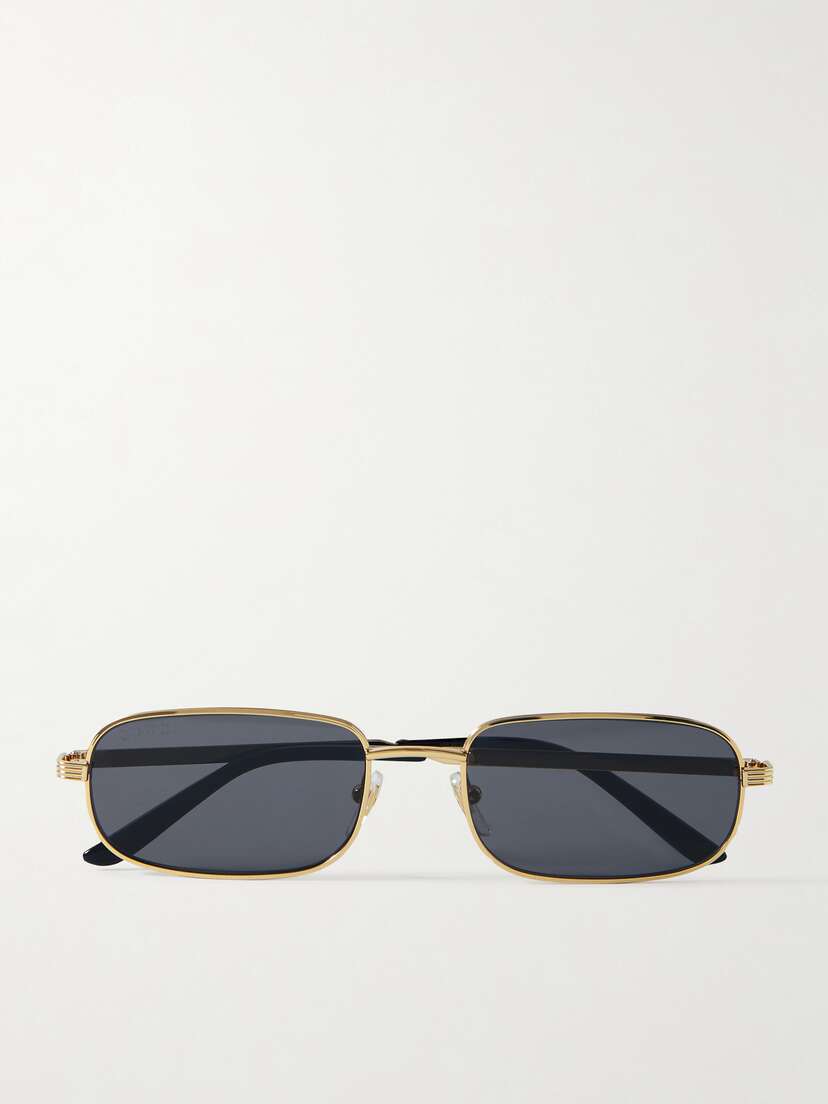 Gucci Eyewear Rectangular-frame Gold-tone Sunglasses