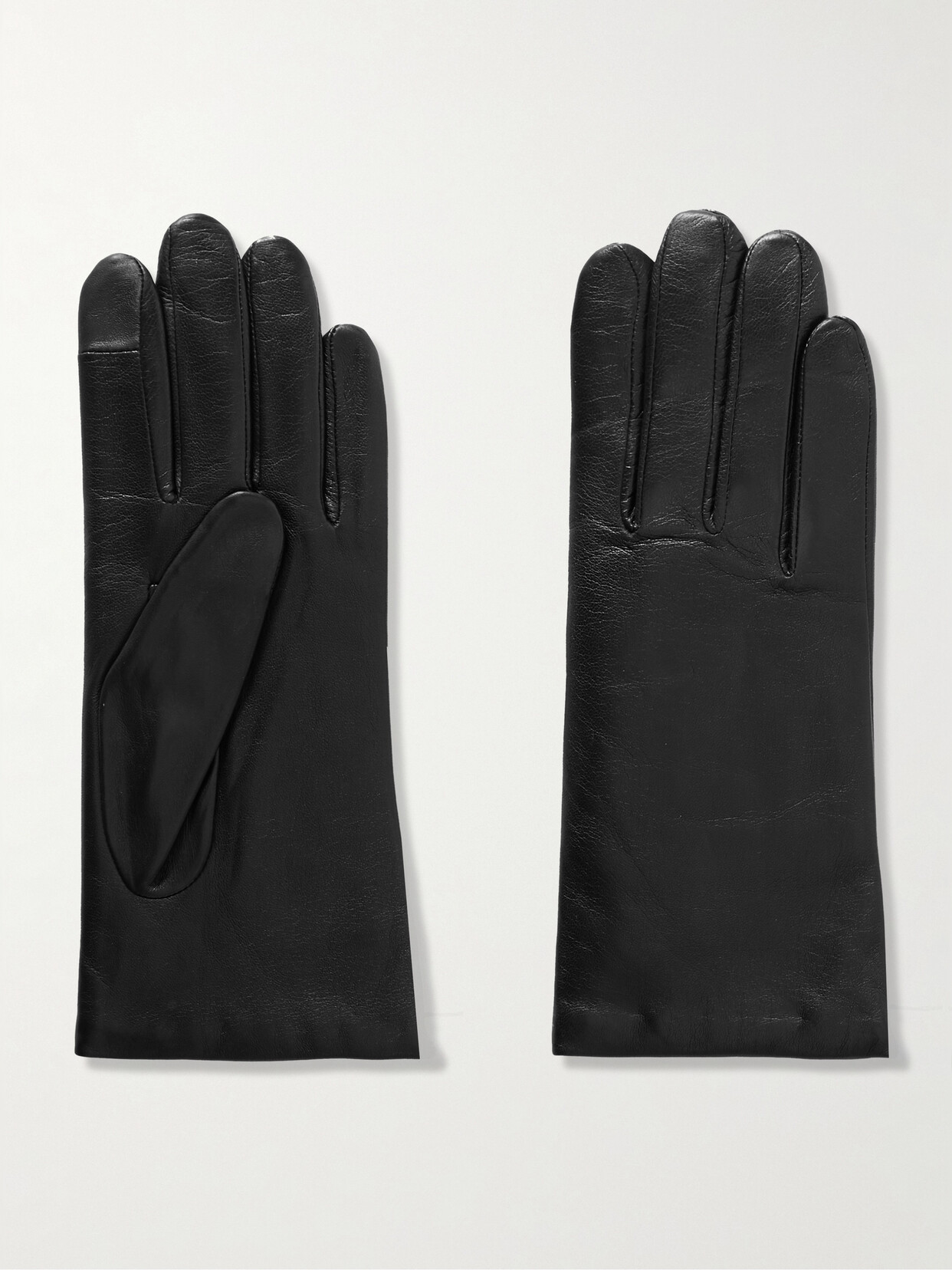 Agnelle Ines Leather Gloves In Black