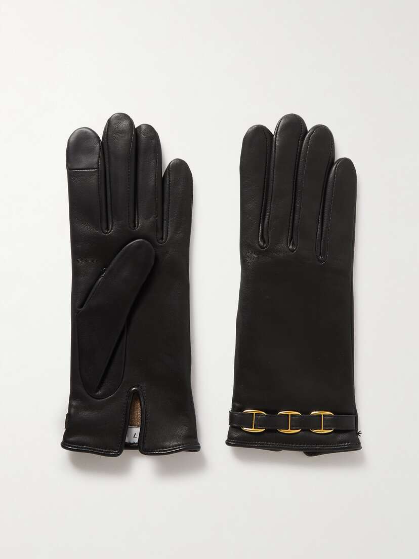 Agnelle Embellished Cashmere-lined Leather Gloves