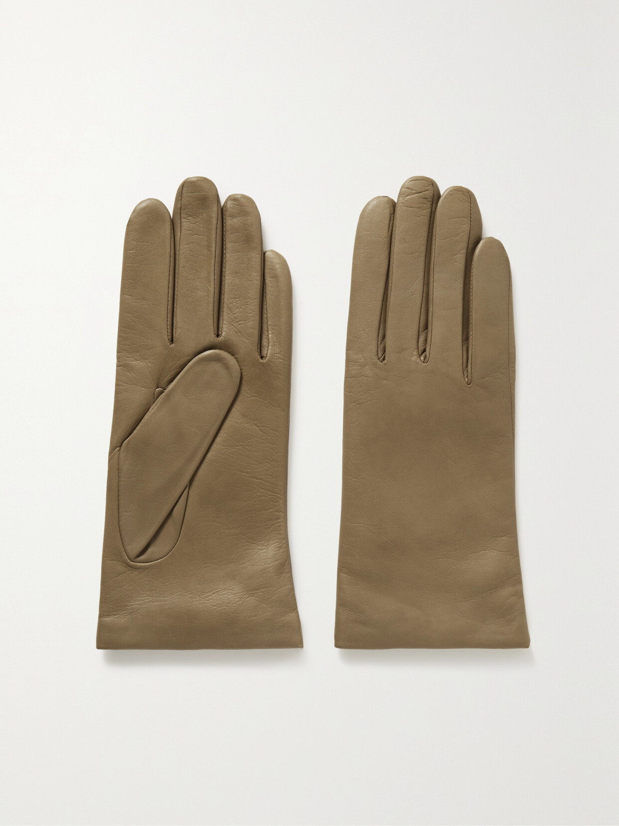 Agnelle Ines Leather Gloves In Green