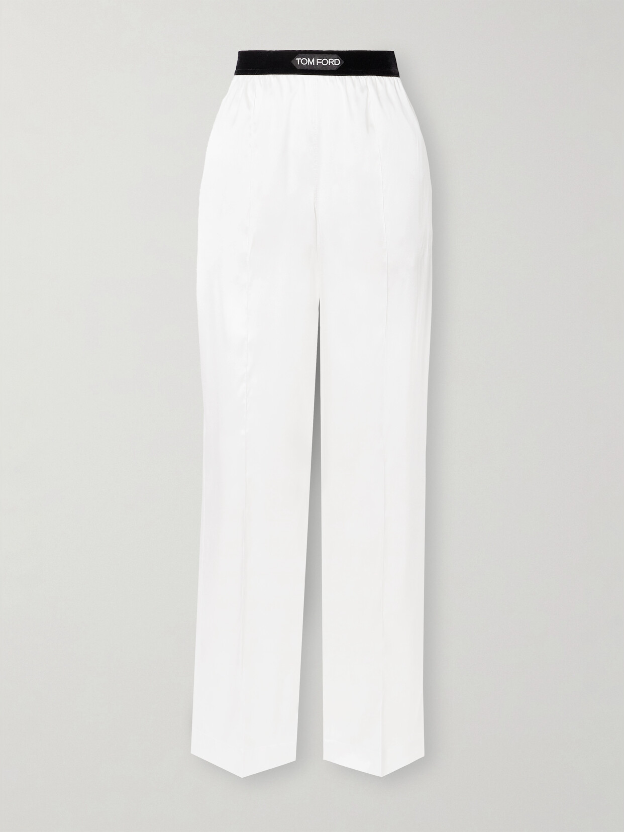 Tom Ford Straight-leg Silk-blend Trousers In White