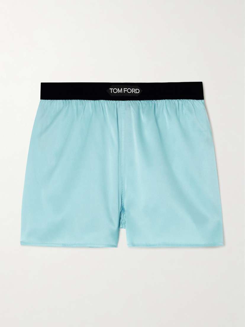 Tom Ford Velvet-trimmed Silk-blend Satin Shorts - x large