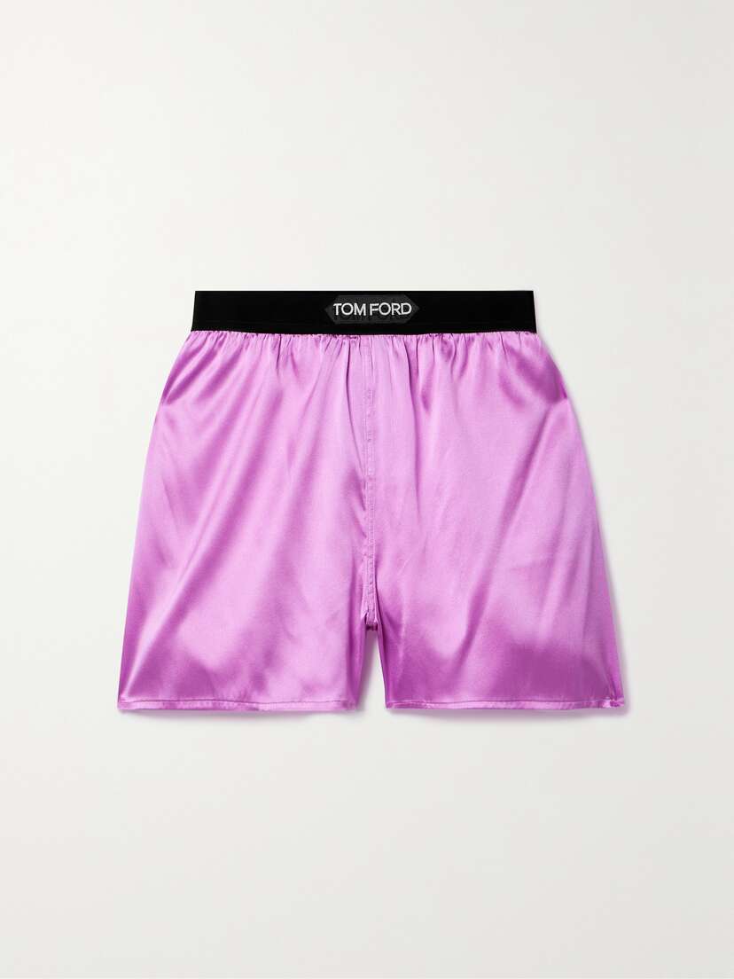Tom Ford Velvet-trimmed Silk-blend Satin Shorts - x large