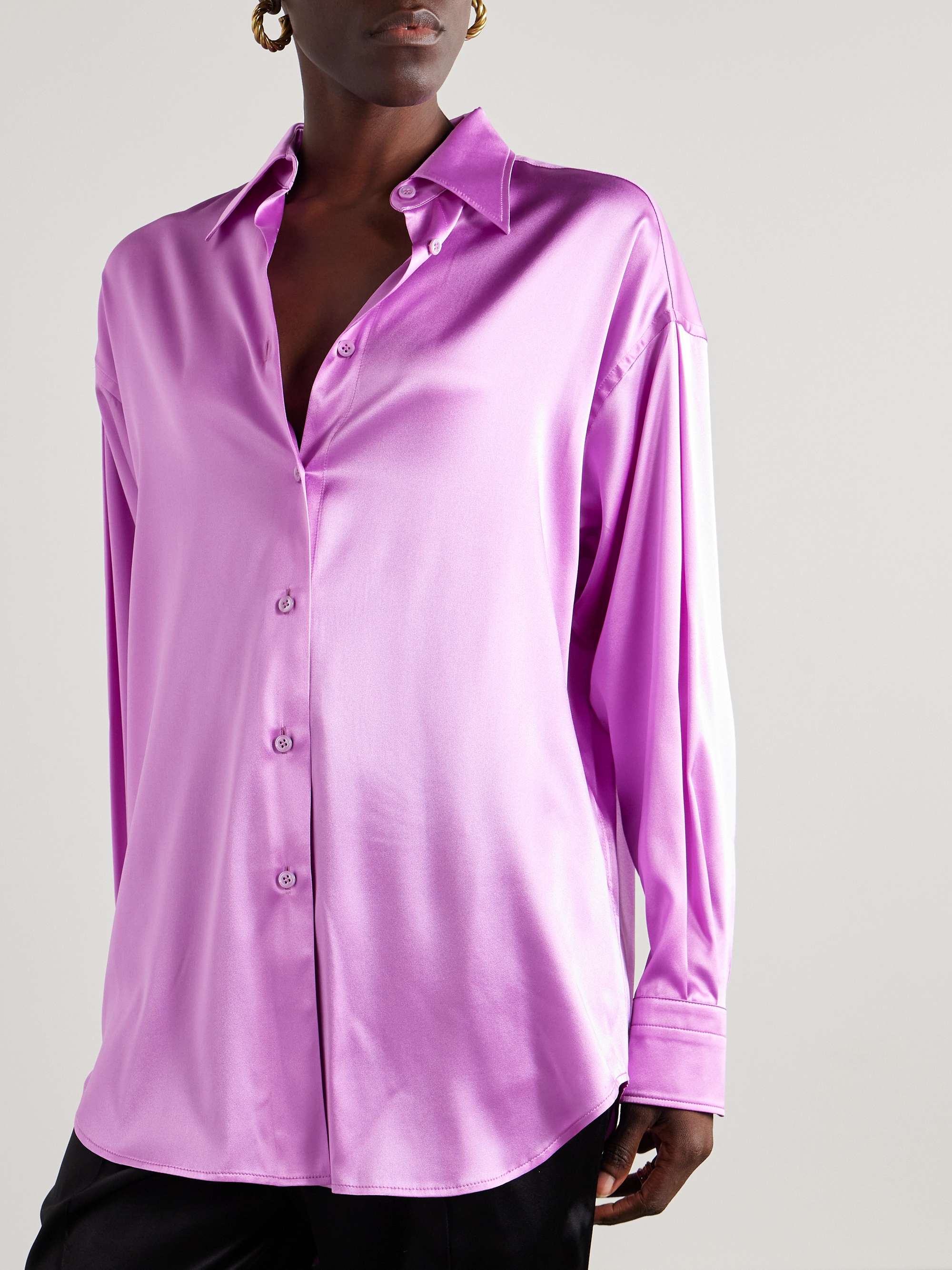 TOM FORD Oversized stretch-silk satin shirt