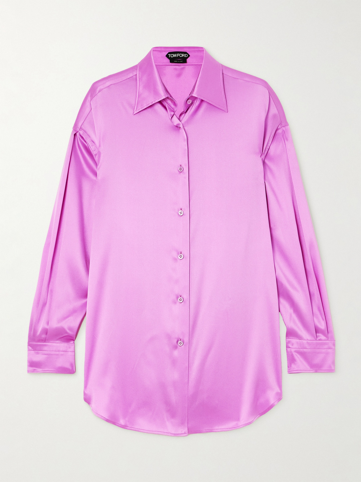 Tom Ford Oversized Stretch-silk Satin Shirt In Purple