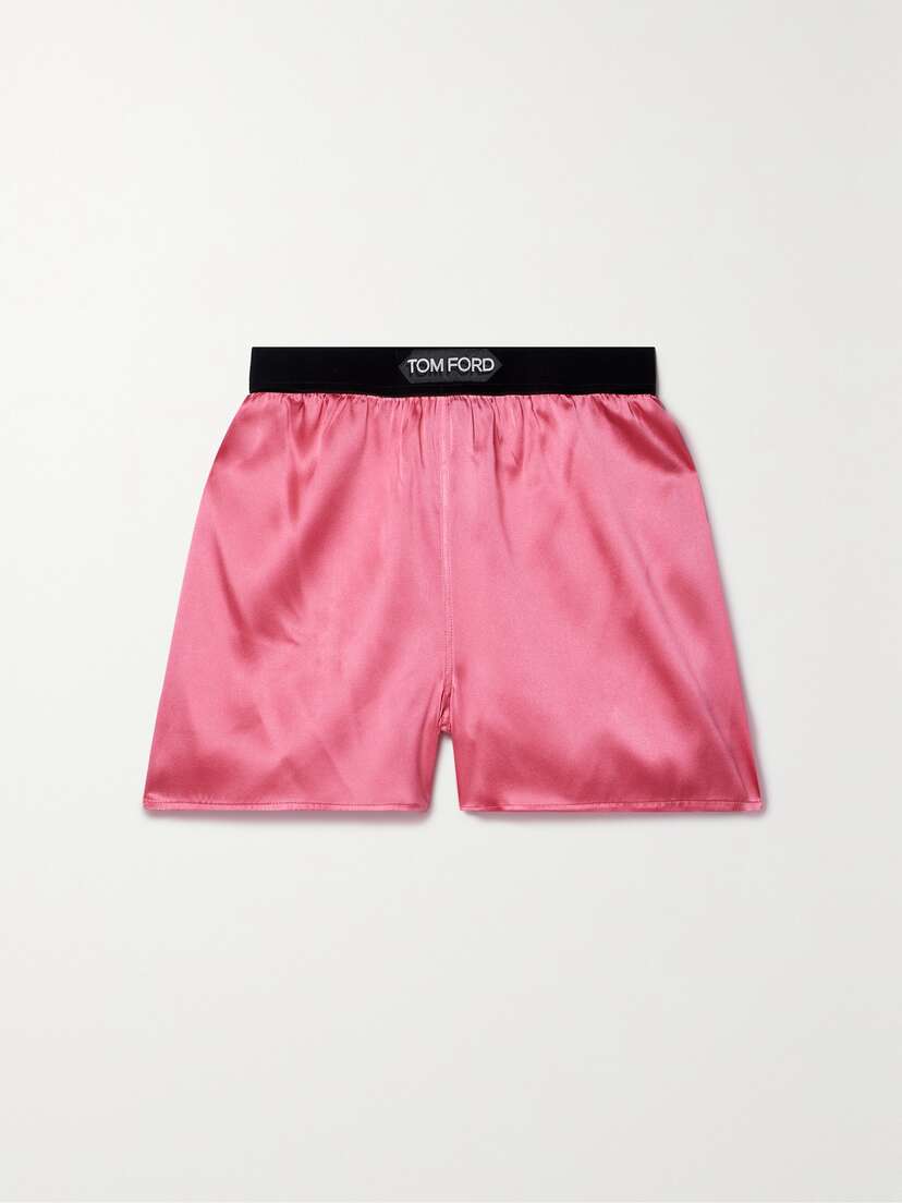 Tom Ford Velvet-trimmed Silk-blend Satin Shorts - x large