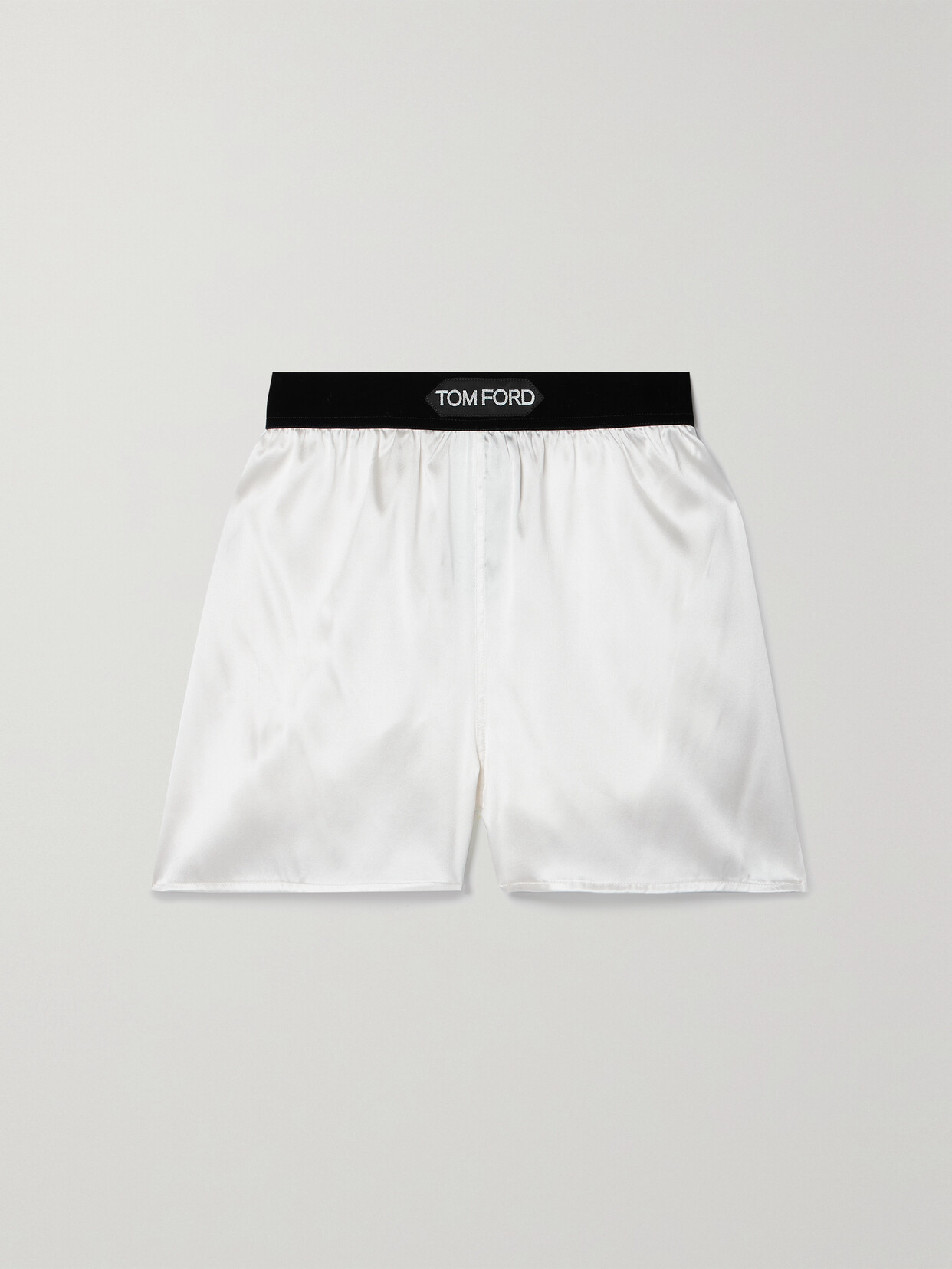 TOM FORD - Velvet-trimmed Silk-blend Satin Shorts - White