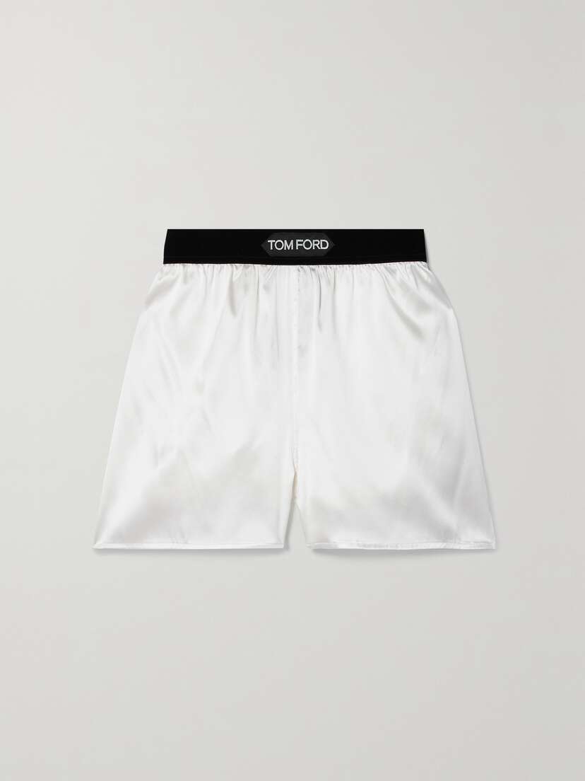 Tom Ford Velvet-trimmed Silk-blend Satin Shorts - x large