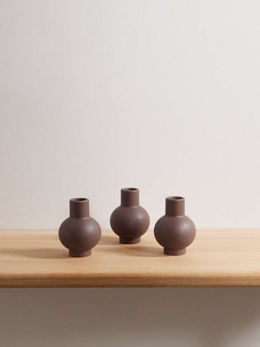 RAAWII Strøm Set Of Three Mini Earthenware Vases