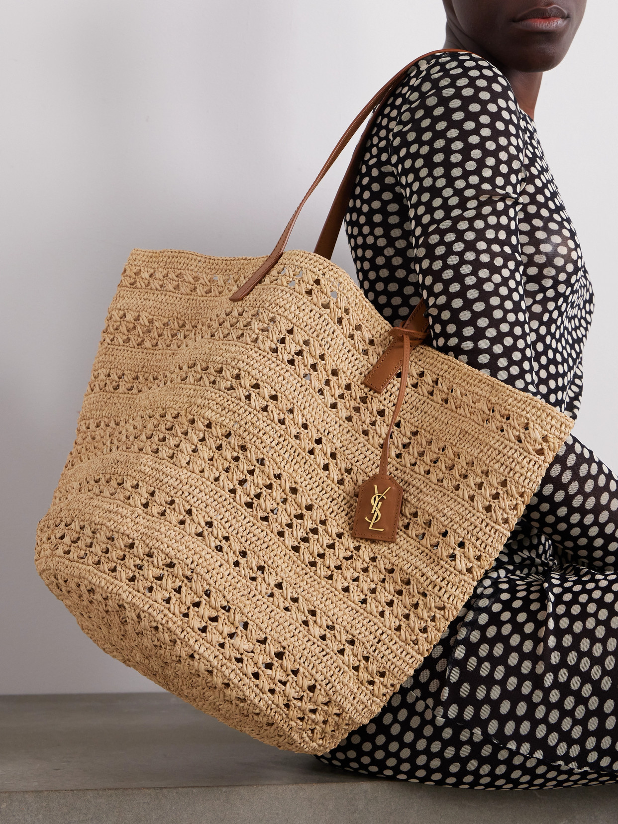 Saint Laurent Panier Medium Raffia Basket Bag In Neutrals