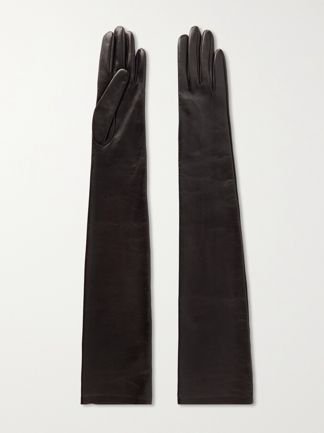 The Row Simon Leather Gloves In Brown