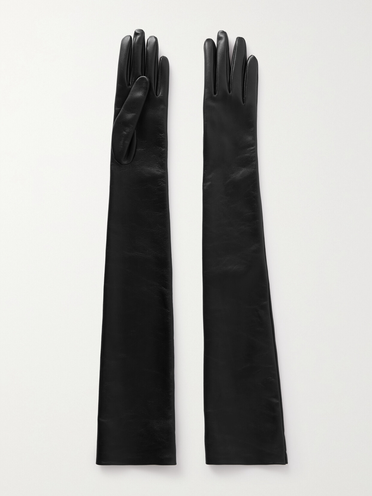 The Row Simon Leather Gloves In Black