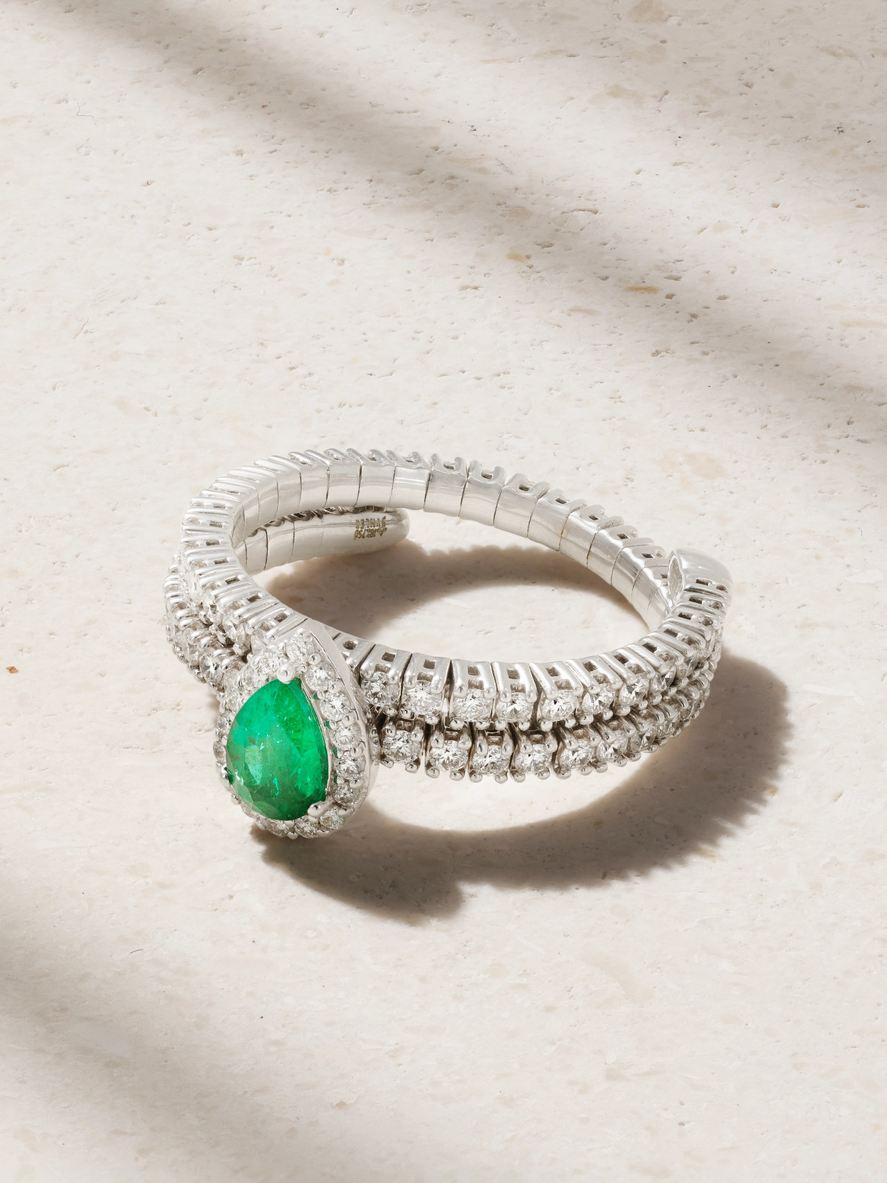 Amrapali London 18-karat White Gold, Diamond And Emerald Ring In Green