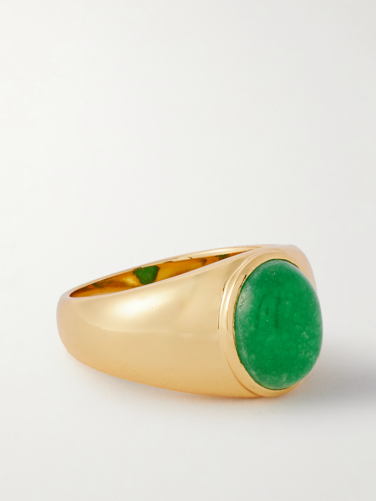 Shop Loren Stewart Classico Gold Vermeil Jade Signet Ring In Green