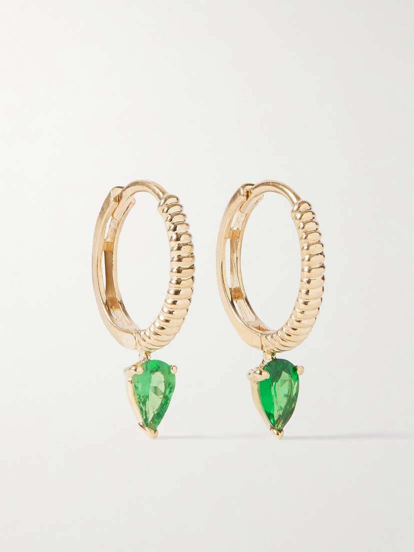 Loren Stewart + Net Sustain Mini Lanyard 14-karat Recycled Gold Tsavorite Hoop Earrings