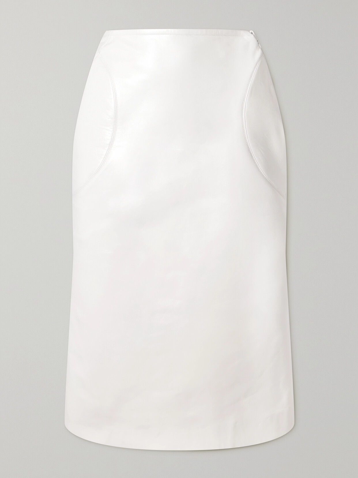 ALAÏA PANELED LEATHER MIDI SKIRT