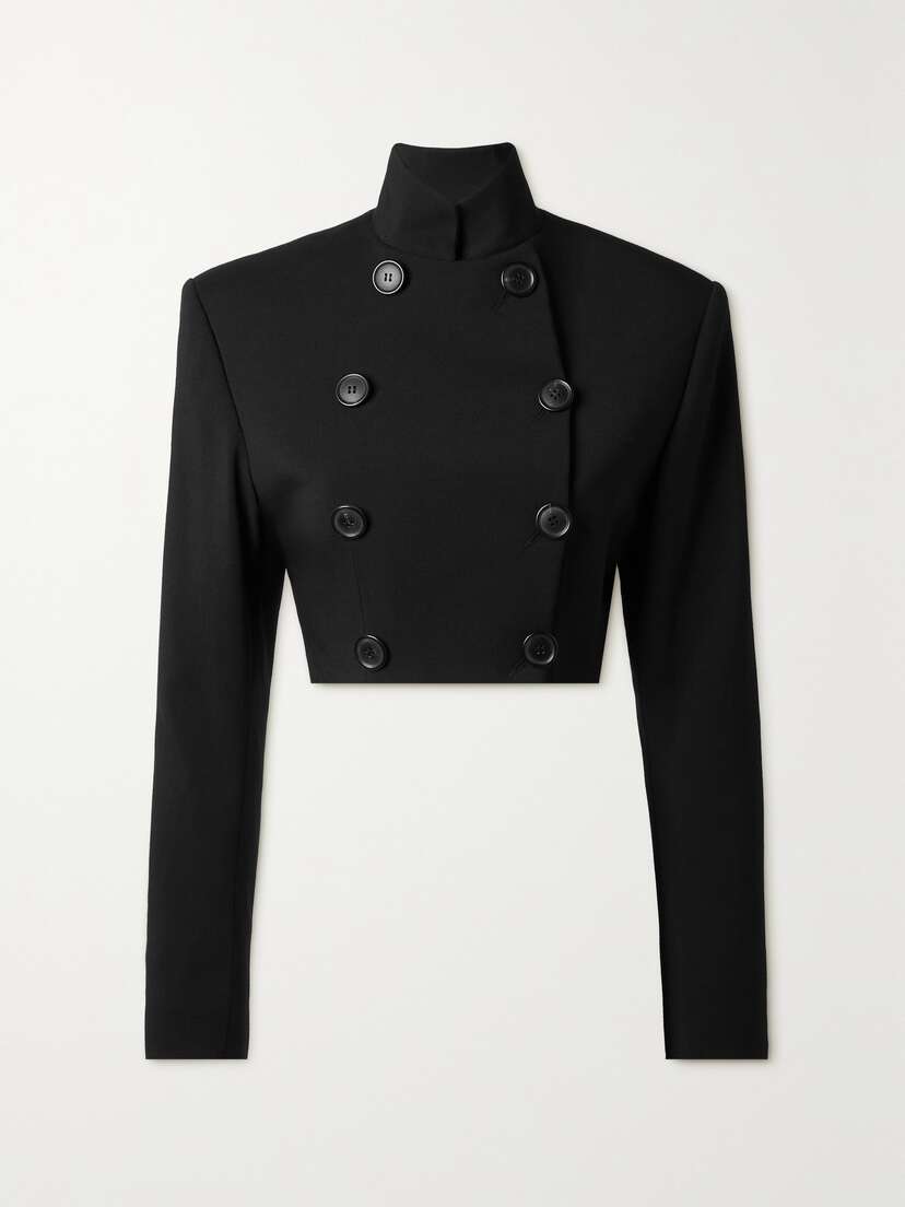 Alaïa Double-breasted Cropped Wool-blend Twill Jacket