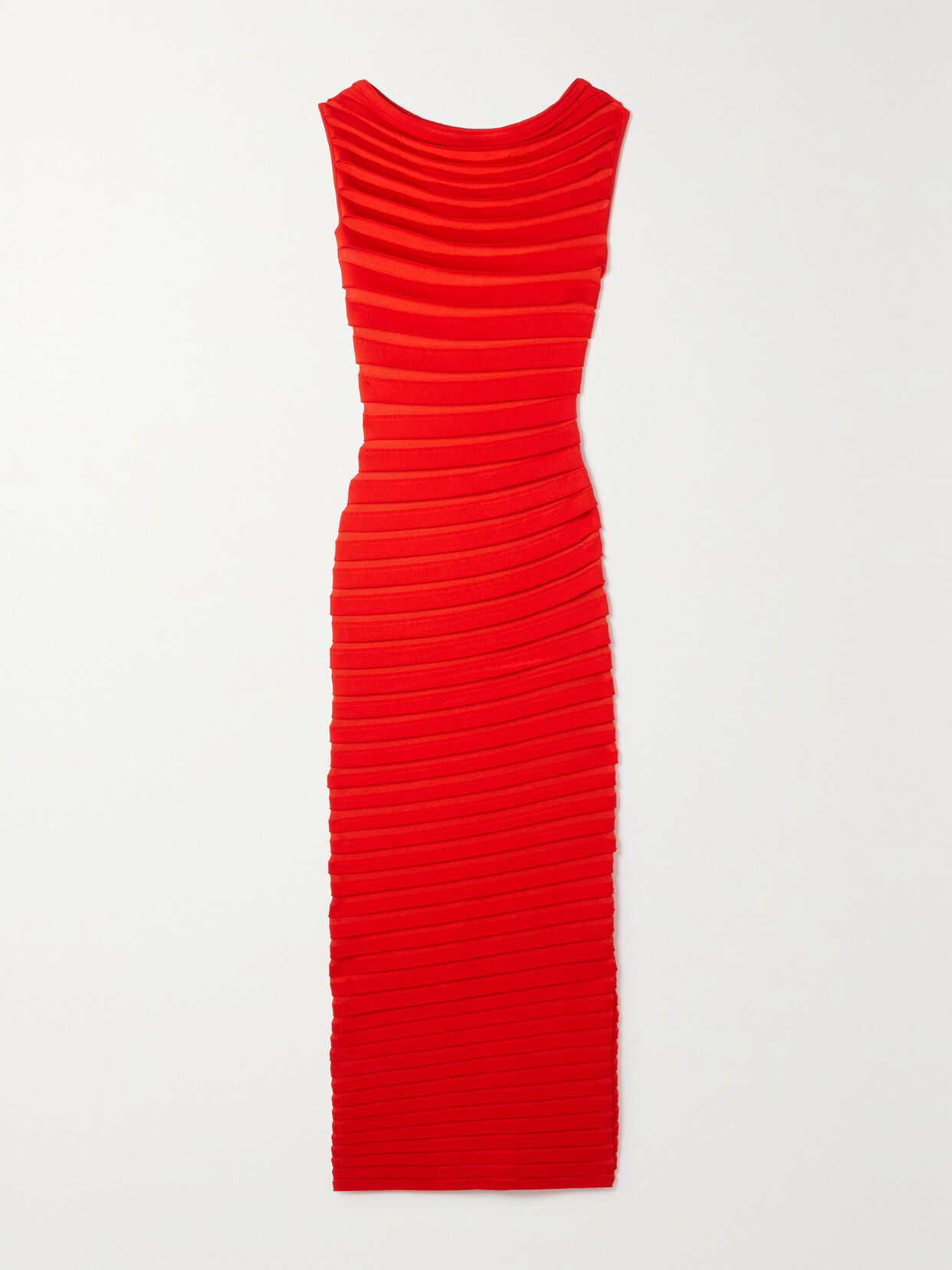 Alaïa Layered Knitted Maxi Dress In Red