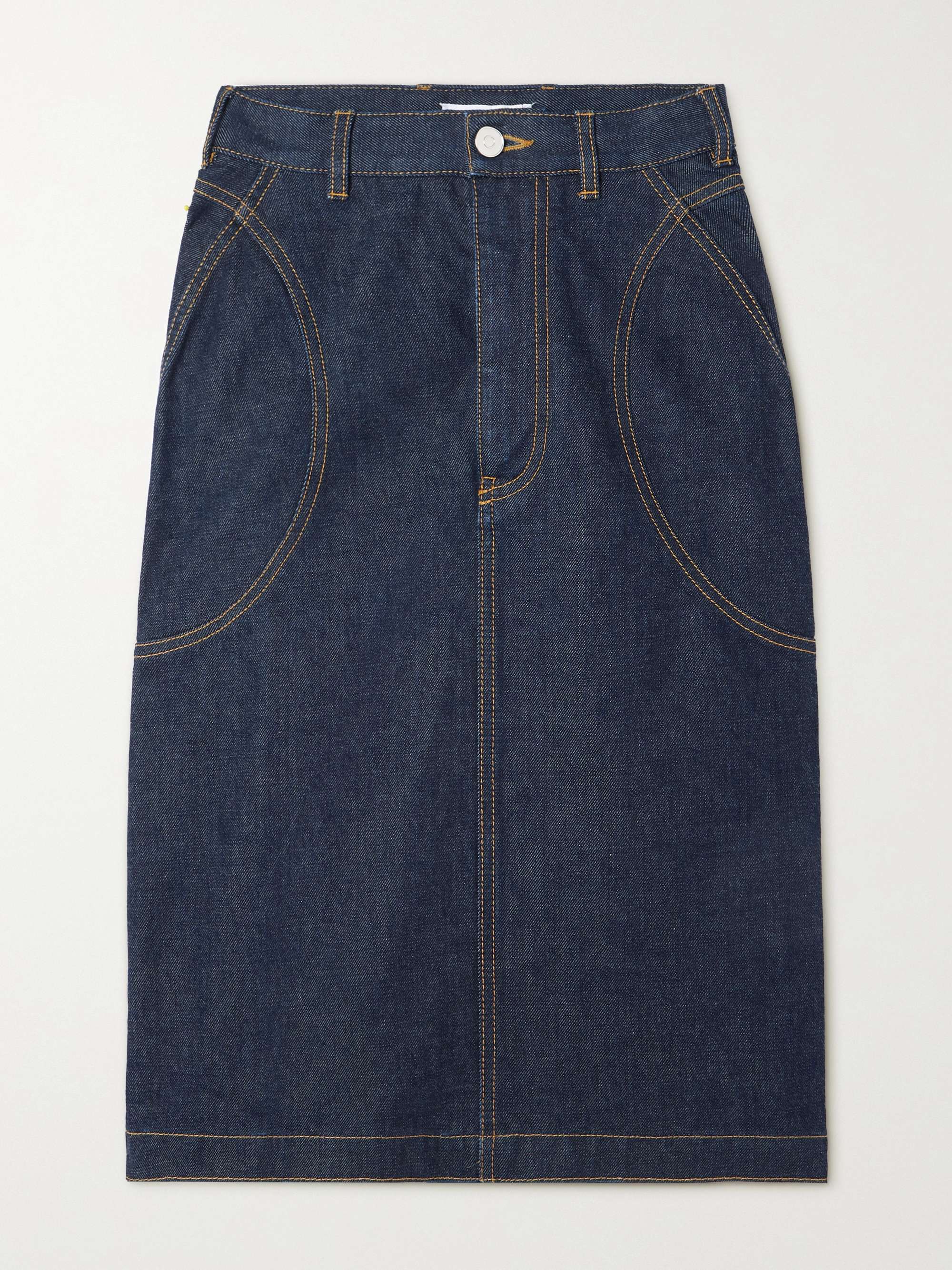 Denim midi skirt navy FR34
