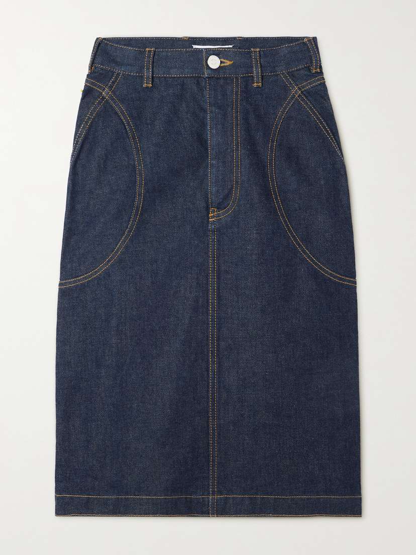 Alaïa Denim Midi Skirt