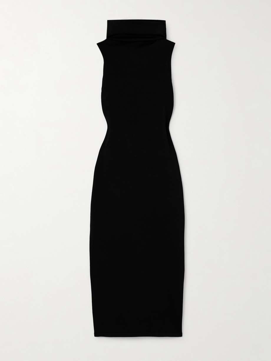 hooded stretch-knit dress