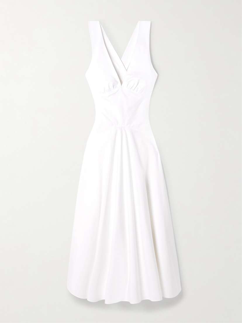 Alaïa Striped Cotton-poplin Midi Dress