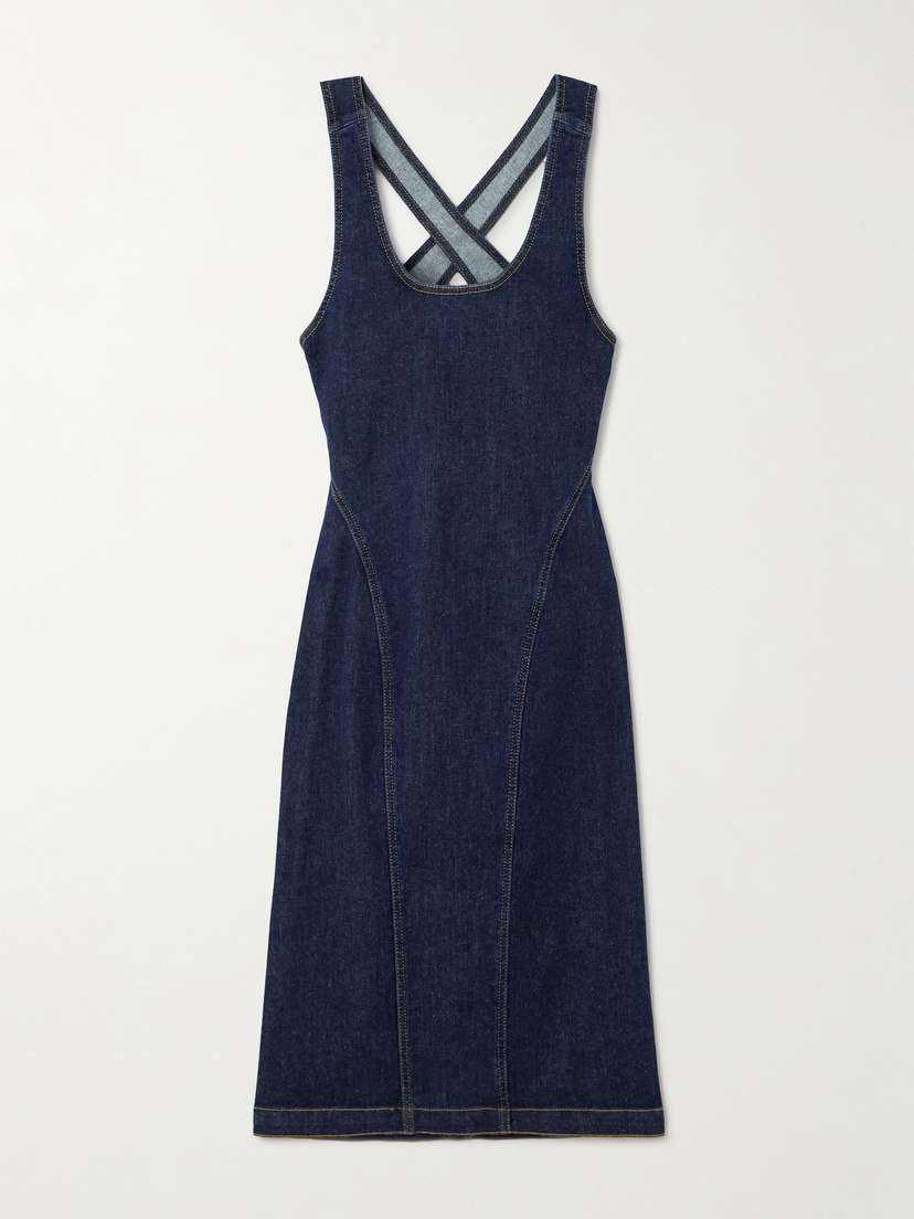 Alaïa Paneled Denim Midi Dress