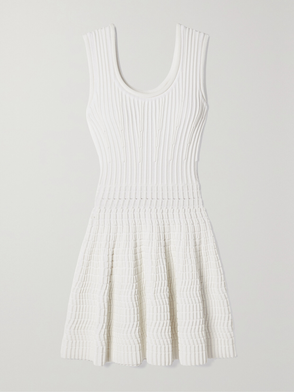 Alaïa Ribbed Stretch-knit Mini Dress In White
