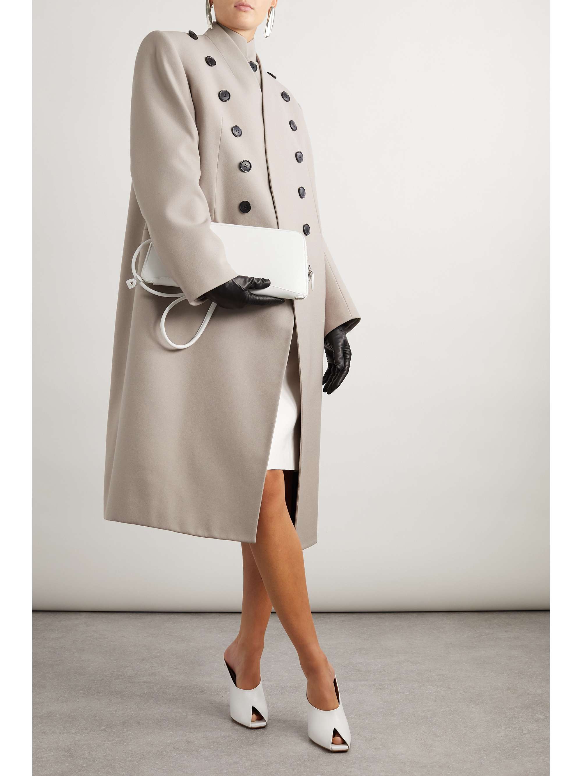 ALAÏA Button-embellished wool-gabardine coat