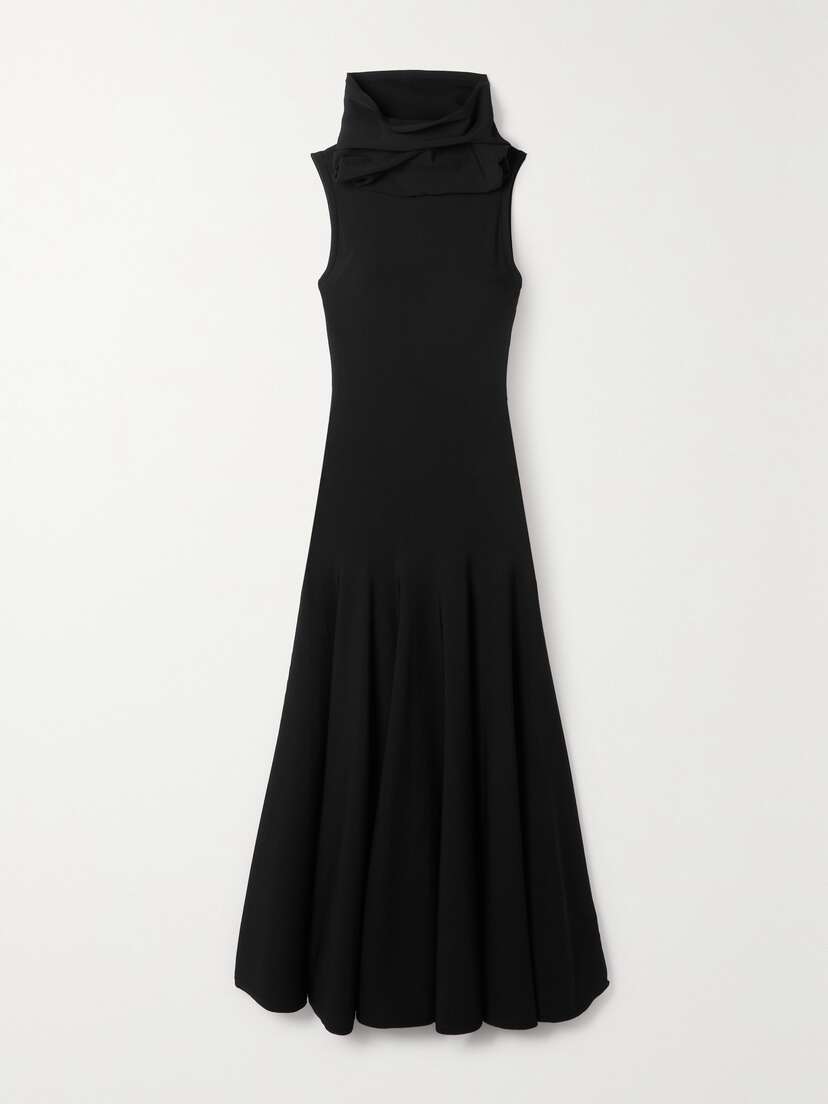 Alaïa Hooded Pleated Stretch-knit Midi Dress - FR 34